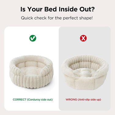 Затишне ліжко для котів BEDSURE 51x51 см - кругле, м'яке, знімний килимок, нековзна основа, біле ліжко для кошенят та цуценят