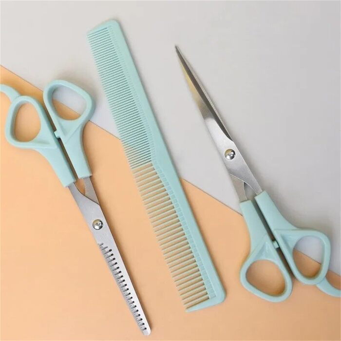 Професійний набір ножиць для грумінгу собак: 2 в 1 (прорізуюча та пряма), 17 см, з нержавіючої сталі, для собак, котів та інших домашніх тварин