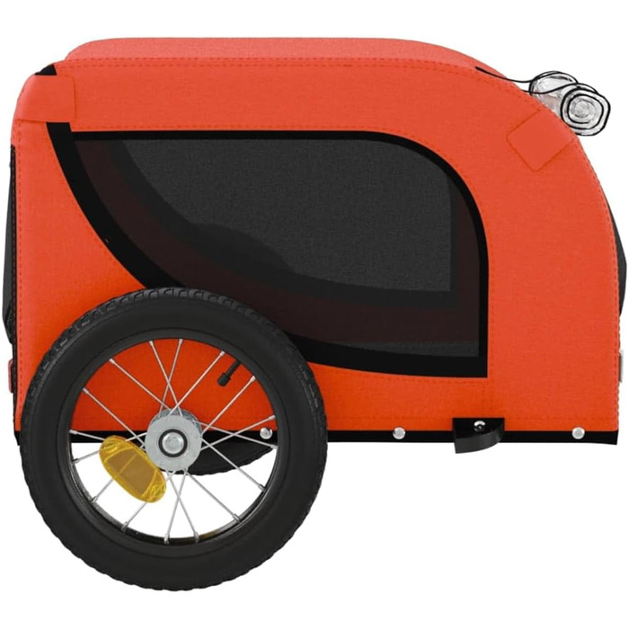 Festnight Причіп для велосипеда, переноска для собак, оранжевий. Вантажний причіп для велосипеда, переноска для собак, вантажопідйомність 30 кг, 124 x 53 x 53 см