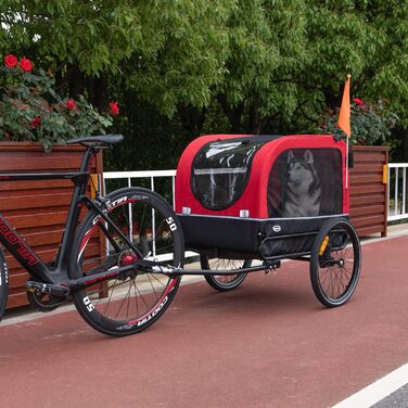 Велосипедний причіп для собак CXWXC 2 в 1: причіп та візок-перевертач, амортизація, вантажопідйомність 40 кг, червоний