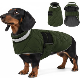 Зимовий теплий одяг для собак середнього розміру, водонепроникний флісовий одяг, куртка для собак з отвором для шлейки, відбиваючий зимовий одяг, в клітинку, зелений, розмір M
