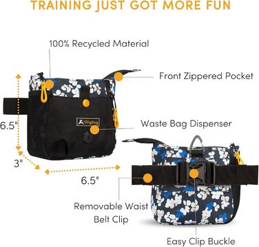 OllyDog Backcountry Tagestasche - Сумка для цуценят OllyDog Backcountry, для тренувань собак, з кишенькою для ласощів та відсіком для відходів, знімний кліпса для пояса (Raven S'25)