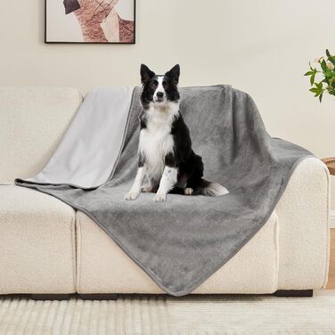 Водонепроникний плед 152x203 см для дорослих, собак, котів, захист меблів, сірий/світло-сірий