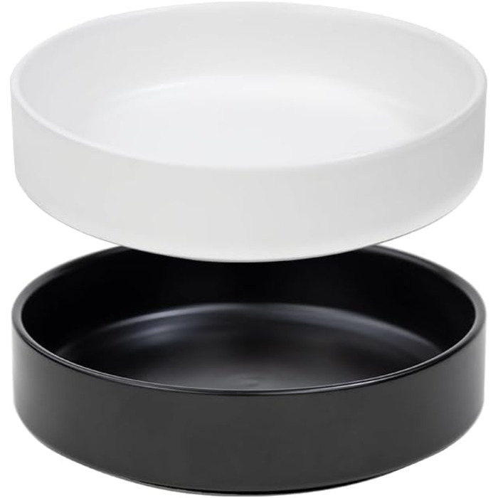 Набір мисок для котів з кераміки, 3 шт. – миски для котів та кошенят, 15 x 4 см, білий