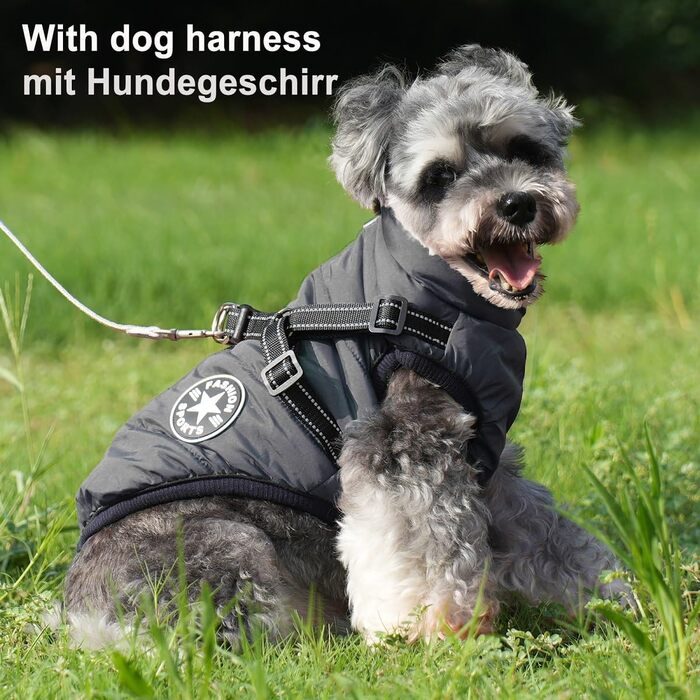 Теплий зимовий одяг для собак, водонепроникний, для маленьких собак, з кільцем, чорний, 30 см