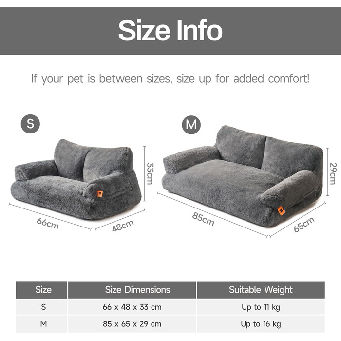М'яке ліжко для котів та собак MEWOOFUN, зручне диван-ліжко, сіре, 66x48x33 см