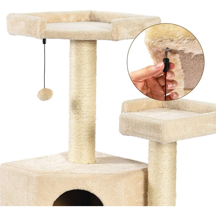 Дряпак для котів Amazon Basics з тунелем і стовпчиком, X-Large, 48×48×109 см, бежевий