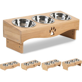 Набір мисок для котів JUJOYBD 3 шт. - підняті миски з нержавіючої сталі, кут нахилу 15°, ергономічна станція для годування котів та маленьких собак