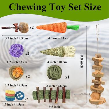 Іграшка для гризунів з натурального дерева та тимофіївки, RUNANIA – іграшка для кроликів, морських свинок, хом'яків, шиншил, мишей