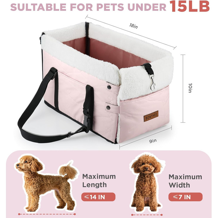 Автокрісло для собак з PU-шкіри, Рожевий колір