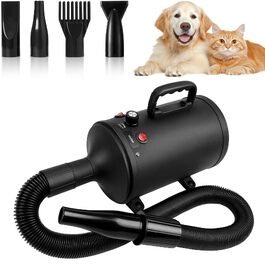 Професійний фен для собак та котів 3200W: потужний сушарка-blower для тварин з регулюванням температури, швидкості повітря, 4 насадками та щіткою