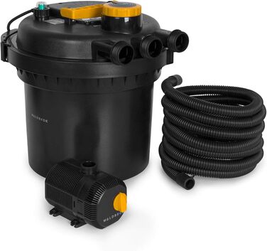 Комплект фільтрації для ставка Waldbeck Aquaklar: напірний фільтр, 11 Вт UV-C, насос 35 Вт, для ставків до 6000 л, шланг 5 м, продуктивність 9000 л/год