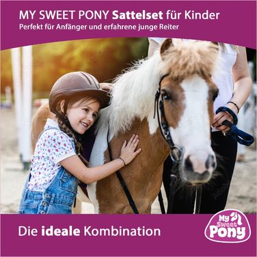 Дитячий сідло-набір My Sweet Pony для поні Shetty та дерев'яного коня, рожевий з квітами, з недоуздком і поводом, повний комплект, ідеально для перших занять верховою їздою