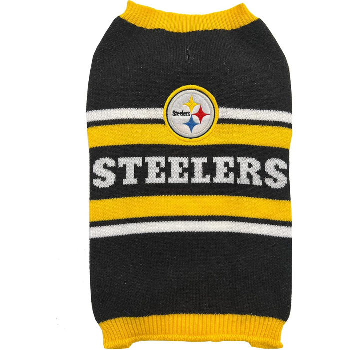 Теплий светр для собак Pittsburgh Steelers, розмір S, в'язаний, з логотипом NFL, для великих і малих собак