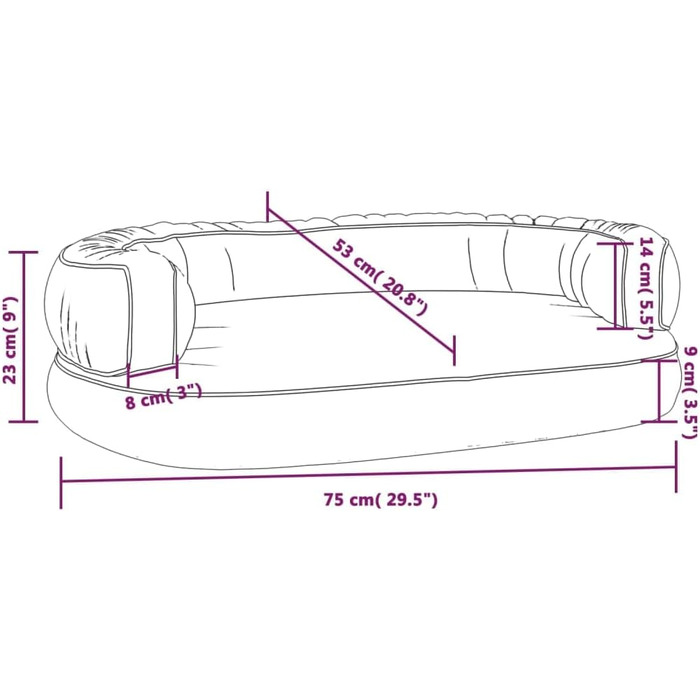 Крісло-ліжко для собак VidaXL, ергономічне, з пінополіуретану, темно-синього кольору, 75x53 см, з штучної шкіри