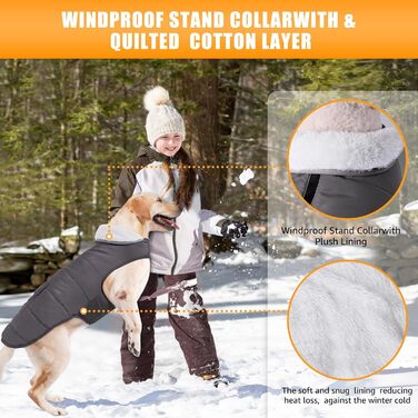iBuddy Тепла зимова куртка для собак, водонепроникна, вітронепроникна, з флісовою жилеткою, для великих собак, дівчаток та хлопчиків (Сірий, X-Large)