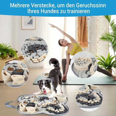 Шнуфлючий килимок для собак Clever Dog: інтелектуальна іграшка з антиковзаючою основою, іграшка-шнуфлючий килимок для маленьких та великих собак, сірий