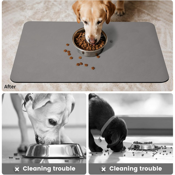 Підкладка під миску для собак та котів, нековзна, 60 x 150 см, сірий колір