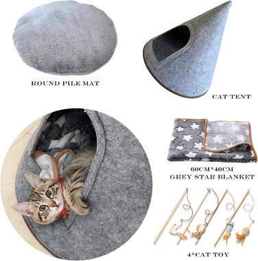 Кігтеточка-будиночок для котів Filzzelt з іграшками та підстилкою, для дому та вулиці