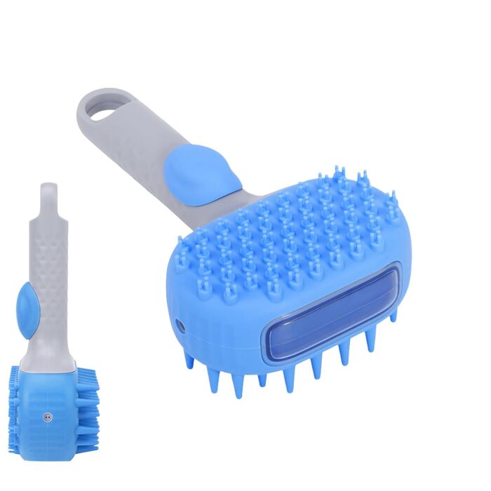 Парфумерна щітка для котів - щітка для домашніх тварин з парою, двосторонній захист від ковтунів, масажна щітка, м'яке очищення для коротко- та довгошерстих тварин, блакитна