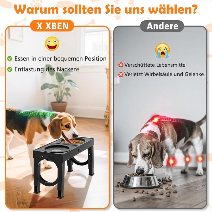 Набір мисок для собак X-BEN 3-в-1: миска для води з захистом від пролиття 1.4L, миска від захлипування 1L, годівниця з 5 рівнями регулювання висоти, для середніх та великих собак, антиковзаюча, сіра