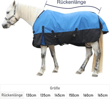 Водонепроникна попона-дожник для коней 1200D, дихаюча легка накидка без наповнювача (0г), чорно-синя, 165 см
