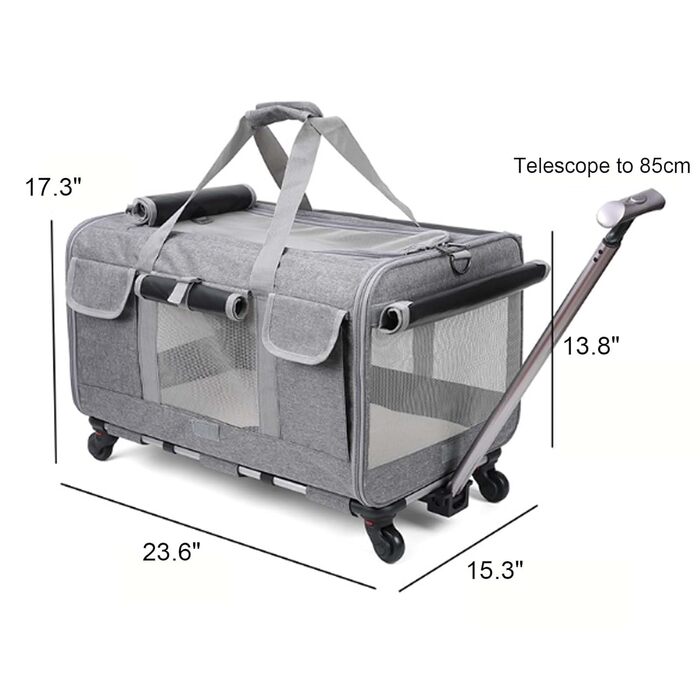 Трансформер-переноска для тварин на колесах, переноска для собак та котів, блакитна, з телескопічною ручкою, для подорожей