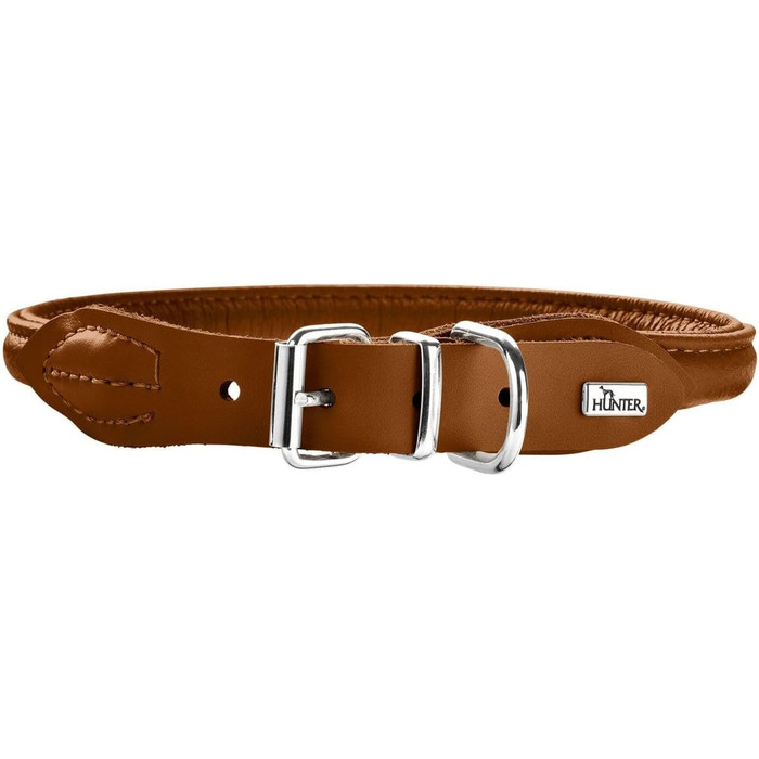 Ошийник для собак HUNTER ROUND & SOFT ELK, м'яка шкіра, круглий, захист шерсті, 50 см, коньячний