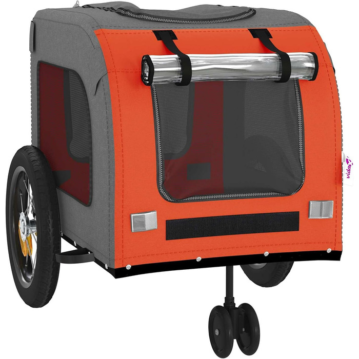 Причіп для собак VidaXL, 45 кг, Оксфордська тканина, з прапорцем та відбивачами (Оранжевий, 125 x 53 x 54 см)