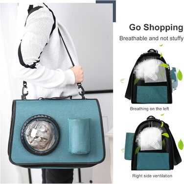 PETCUTE Транспортна сумка для собак та котів, складана, дихаюча, з регульованим плечовим ременем, знімний килимок, схвалена авіакомпаніями, чорна