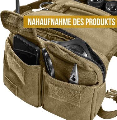 Шлейка для собак OneTigris з рюкзаком, Hoppy Camper 3.0, для кемпінгу та піших прогулянок, для середніх/великих собак, зелена (L, коричнева)