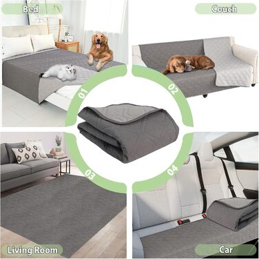 Водонепроникний килимок для собак Gekufa - двосторонній, 137x208 см, 5 шарів, для ліжка, дивана, авто
