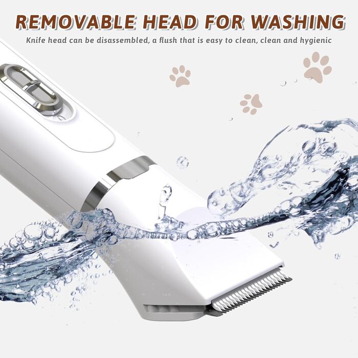 Машинка для стрижки собак, триммер для лап, шліфувальник лап для собак, триммер для лап собак з LED, машинка для стрижки шерсті собак та котів, для тіла (білий, рожевий)