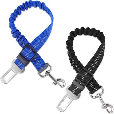 Автомобільні ремені безпеки для собак, регульовані, 2 шт. (Чорний + Синій)