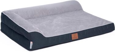 Ортопедичне лежанка для собак преміум-класу з піною з ефектом пам'яті, міцна петля, водонепроникний внутрішній чохол, м'яка, знімний та пральний чохол, 106 x 81 x 17 см, світло-сірий (M)