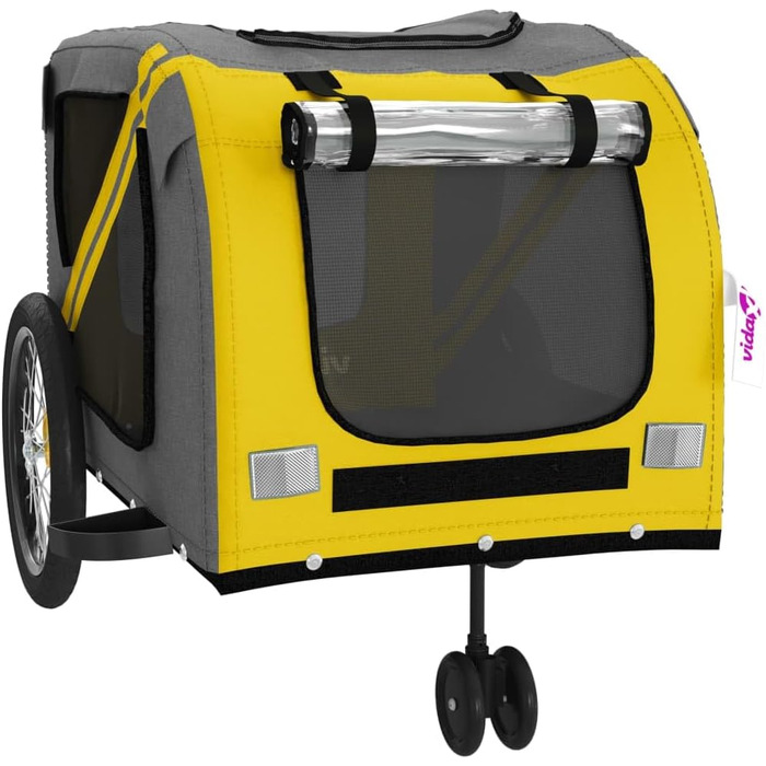 Фаркоп для велосипеда Gecheer для собак, транспортер для собак з відбивачами, зручний дизайн, зелено-сірий оксфордський матеріал, зелений (134 x 68 x 72 см, жовтий)