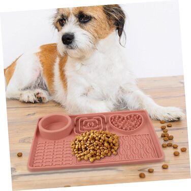Килимок для собак та котів Silikon Slow Feeder з присоскою, рожевий, великий. Килимок для сповільнення годування та покращення травлення для домашніх тварин
