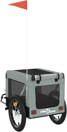 Причіп для собак Fasba: велосипедний причіп для тварин з відбивачами та прапором, для котів та собак, сірий та чорний, оксфордська тканина та метал