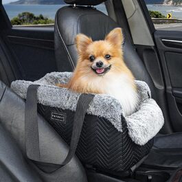 Автокрісло для собак PETSFIT на середню консоль, переносне, чорне, з безпечними гачками та покращеними ременями безпеки для малих собак до 5 кг, люкс