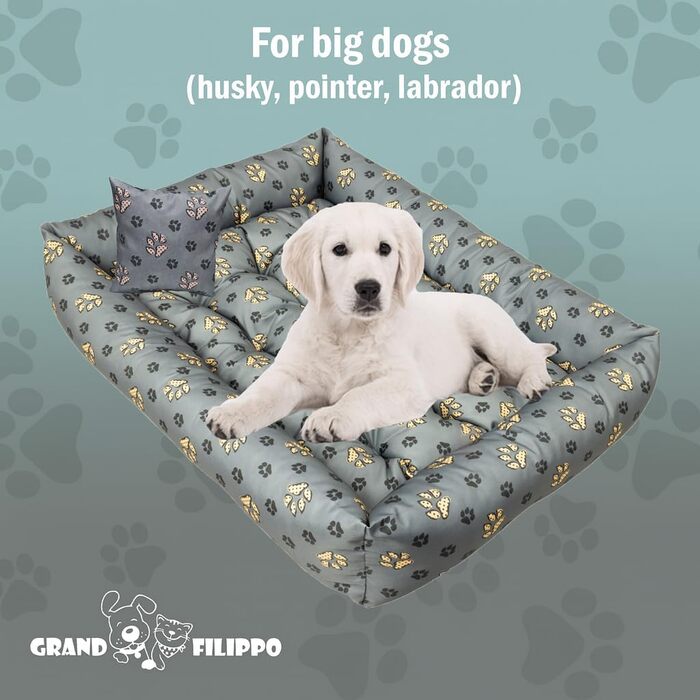 Лежанка для собак - водовідштовхувальна, для маленьких та великих собак, з неслизьким дном, корзина для собак, лежанка для собак (95x75x20, Велика лапа)