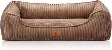 Ортопедичне собаче ліжко Knuffelwuff Sedona M-L з широкого корду, 85 x 63 см | Знімний, пральний чохол | для великих, середніх та маленьких собак (85 x 63 x 23 см, Колір: Коричневий)