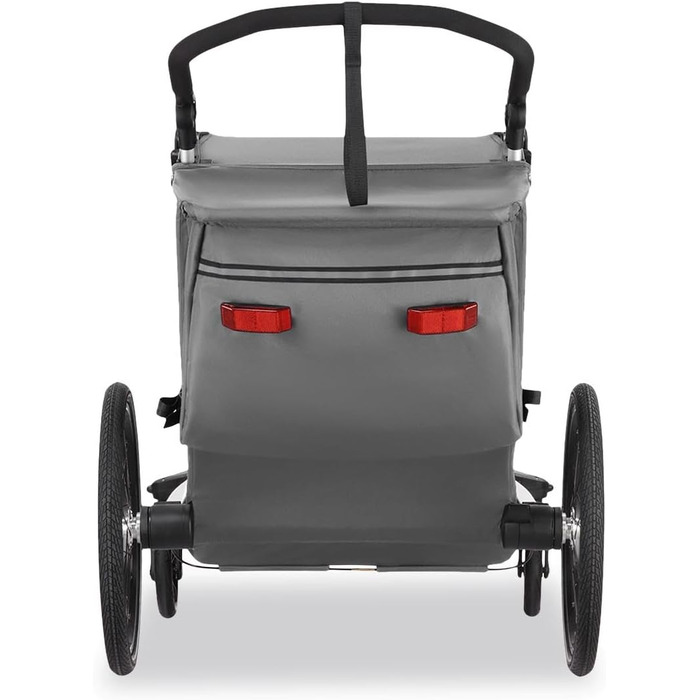 Фуктек Причіп для велосипеда Sportfux на 2 місця, сірий, з сумкою, відбивачами, ручкою-штовхачем, захистом від дощу та сонця, складний