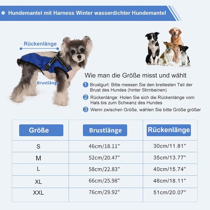 Водонепроникний жилет для собак - теплий зимовий жилет для собак, підходить для цуценят та великих собак (L, XL)