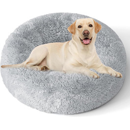 XKISS Лежанка для собак, плюшева, знімний, washable cover, 80см, лежанка для собак великих, середніх та маленьких порід, лежанка для собак, собаче ліжко. Розмір: 100x100x20 см, світло-сіра
