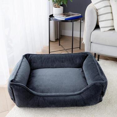 Ортопедичне ліжко для собак 4L Textil IRIS Premium-LINE, корзина для собак, м'яке ліжко з піною з пам'яті ефекту (80x60 см, темно-сірий)