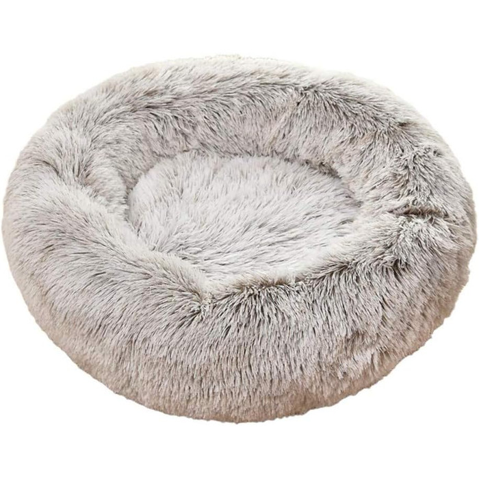 Крісло-гніздо для кота/собаки Donut, затишне ліжко для домашніх тварин з м'якою оббивкою, кругле, плюшеве, 60 см, світло-коричневе