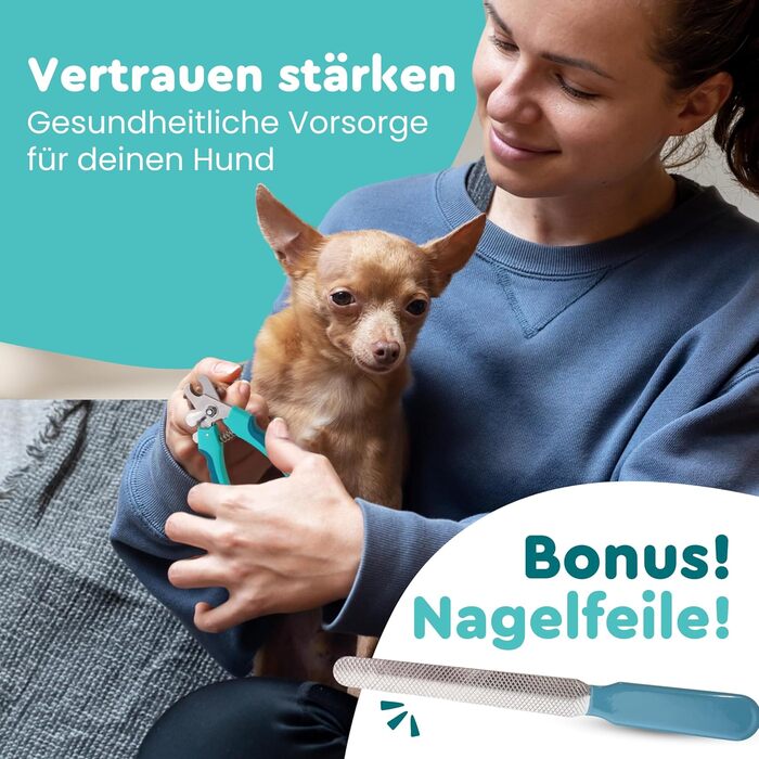 Ножиці для стрижки кігтів собак та котів COARO з захистом від травм - з фіксатором та професійною пилочкою, нержавіюча сталь