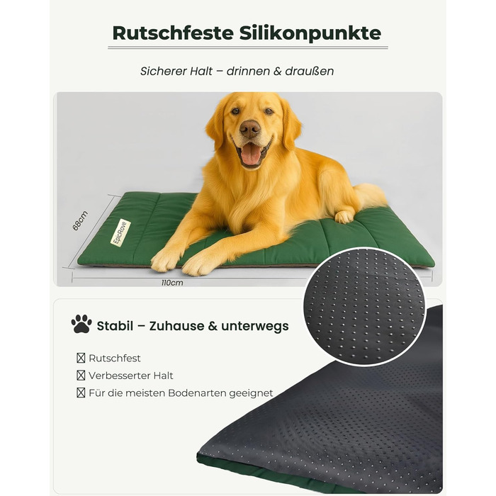 Килимок для собак у подорож – водовідштовхувальний, неслизький та пральний, 110х68 см. Килимок для собак на вулицю, у машину та в подорожі (Зелений)