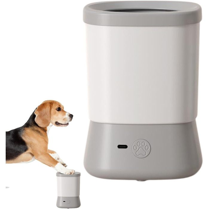 Очищувач лап для собак Patifirst - мийка для лап тварин, 2 швидкості, аксесуар для догляду з бризкозахистом, для щоденного використання, подорожей, активного відпочинку, купання після прогулянки (сірий)