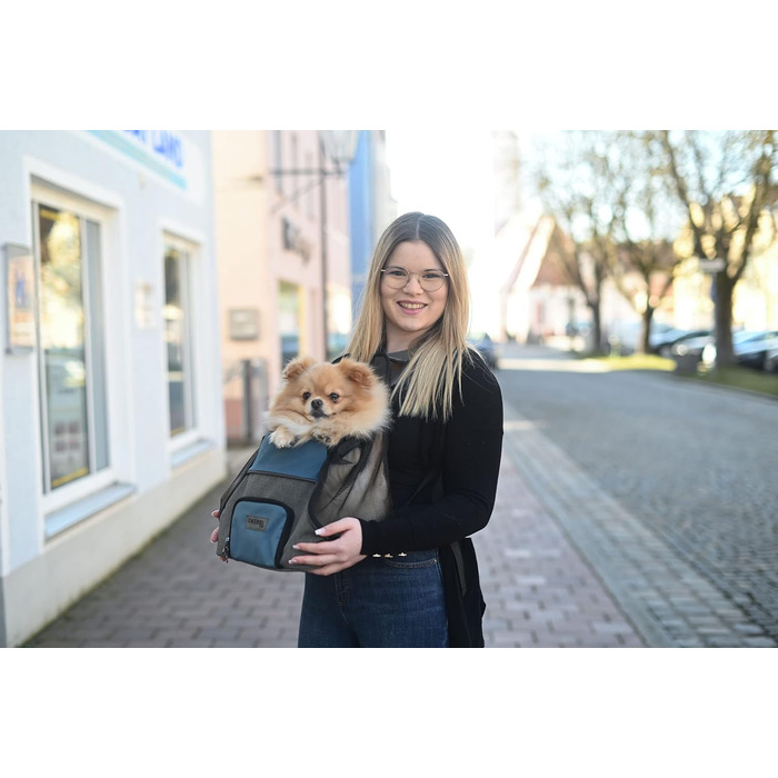 Переноска для тварин Kerbl Vacation Fronttasche, сіра/блакитна, 31x24x38 см